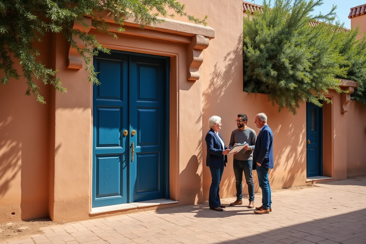 Agent immobilier présentant une villa à louer à Essaouira, quartier Diabat, pour une location longue durée en 2026