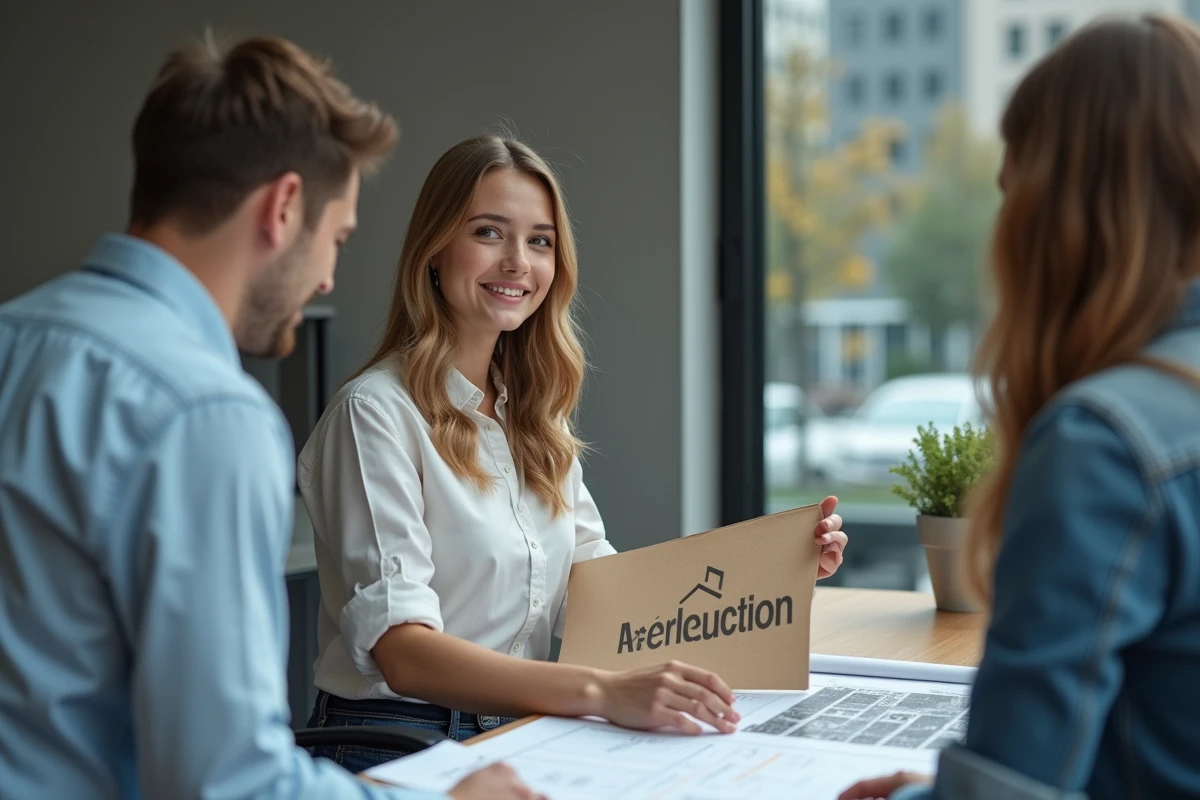 Jeune architecte avec panneau de construction dans un bureau