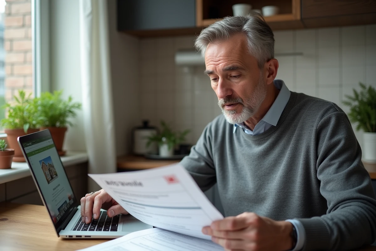 Homme examinant un avis favorable d'attribution de logement dans un appartement en location privée