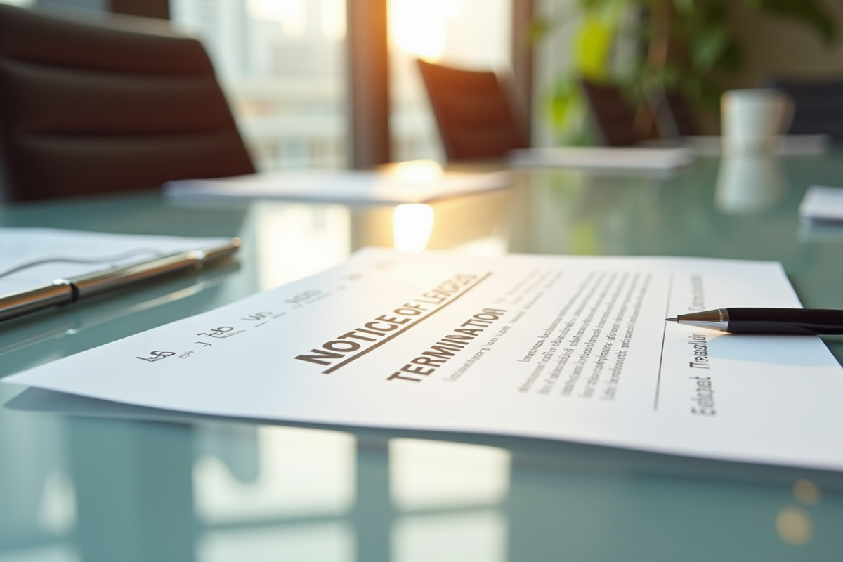 Avis de résiliation de bail sur une table avec documents