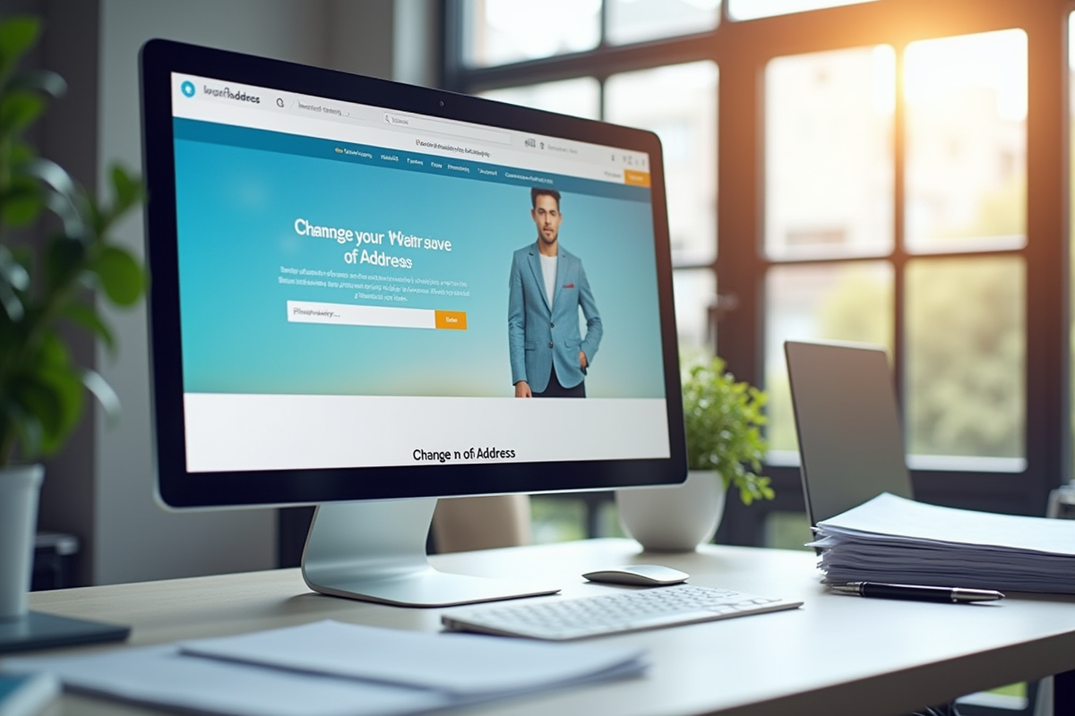 Espace de travail avec ordinateur et documents pour changement d
