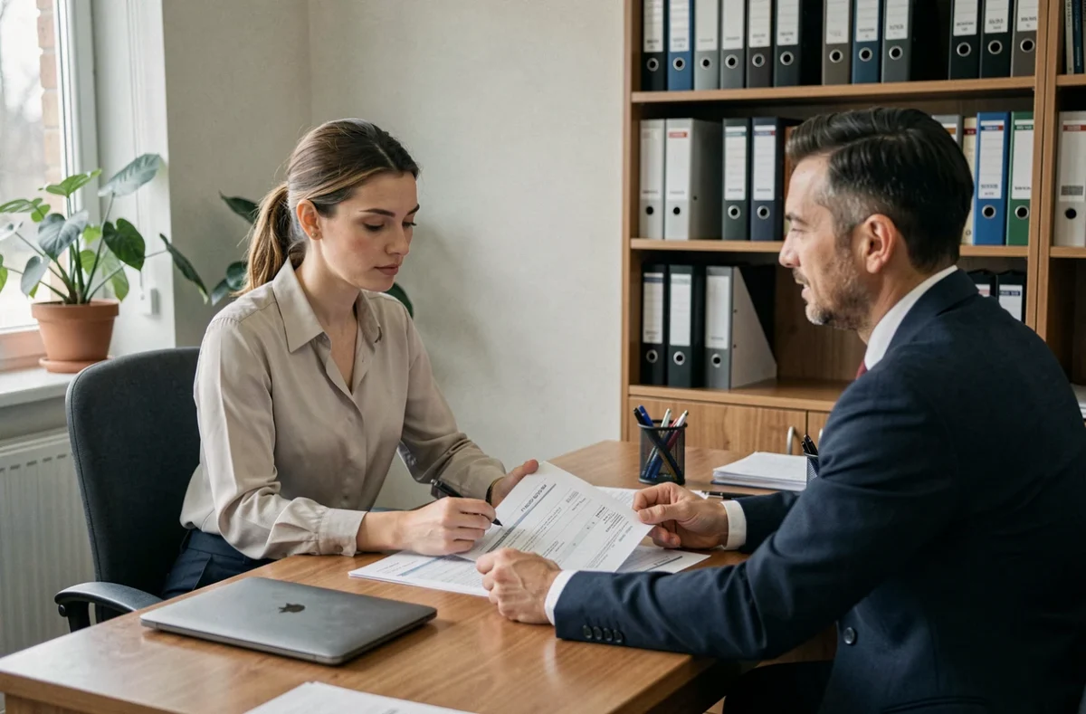 Femme célibataire en rendez-vous avec un conseiller financier pour financer son achat immobilier via le dispositif 1% logement