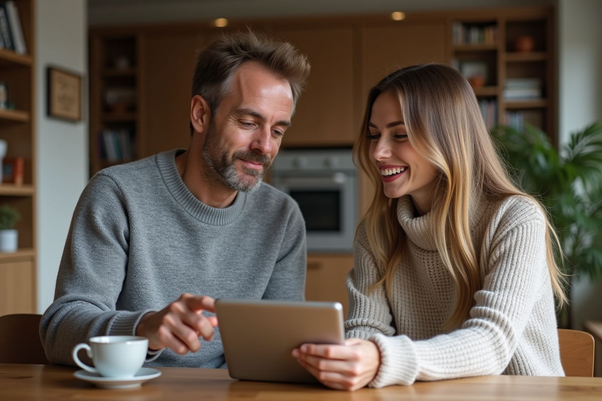 Jeune couple discutant autour d