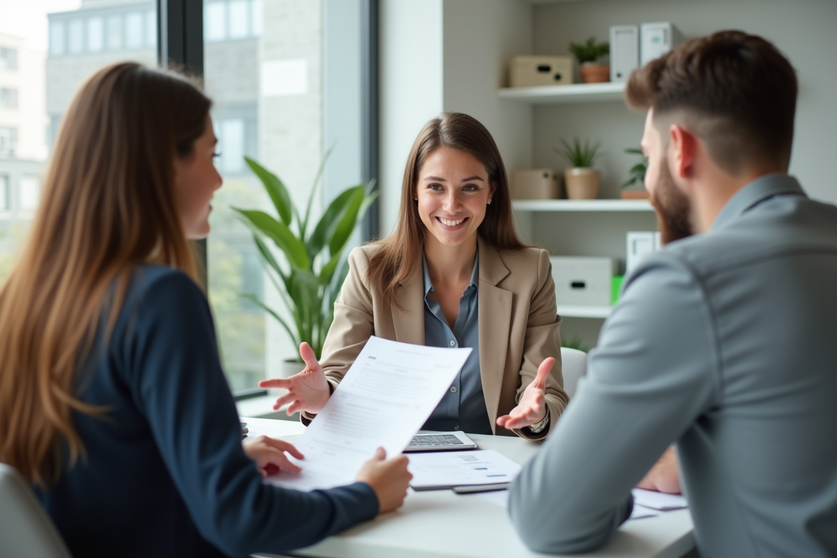 Conseillère fiscale expliquant des documents d