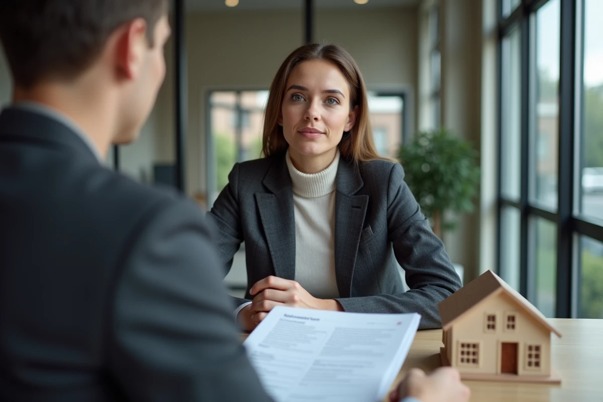 Femme en réunion avec un agent d