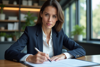 Femme d'affaires en réunion de prêt immobilier