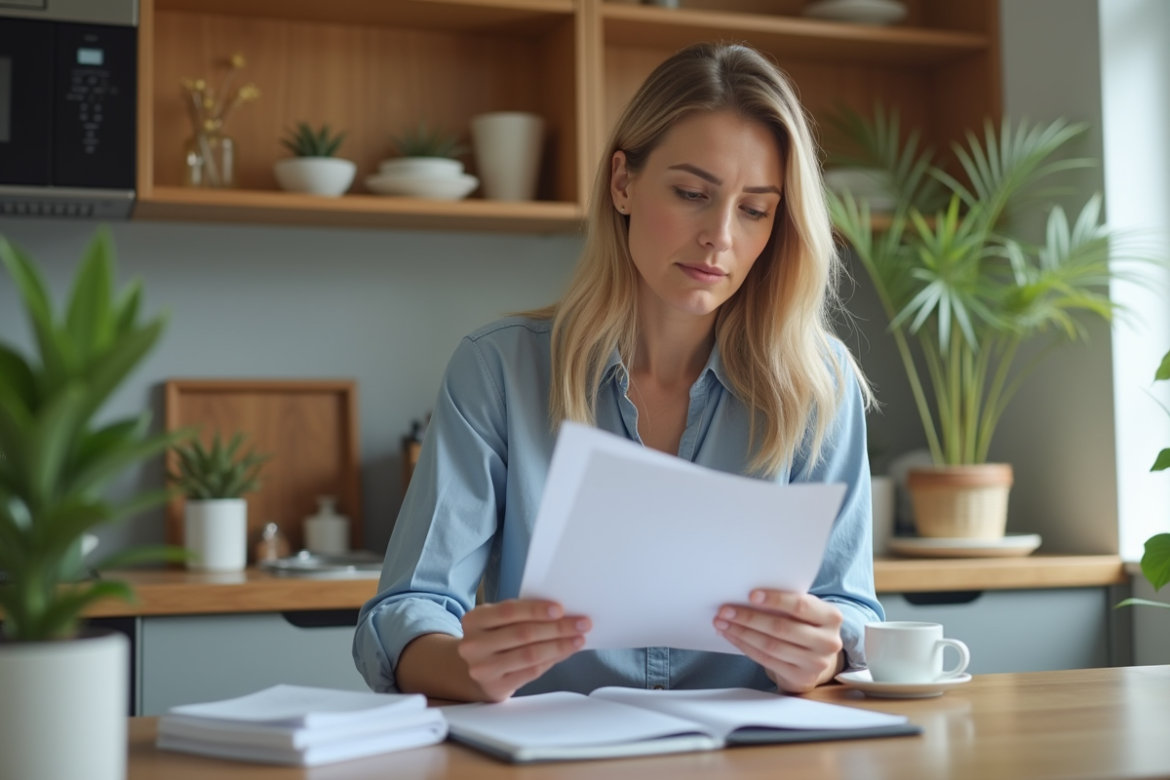 Femme concentrée travaillant à la maison avec tablette