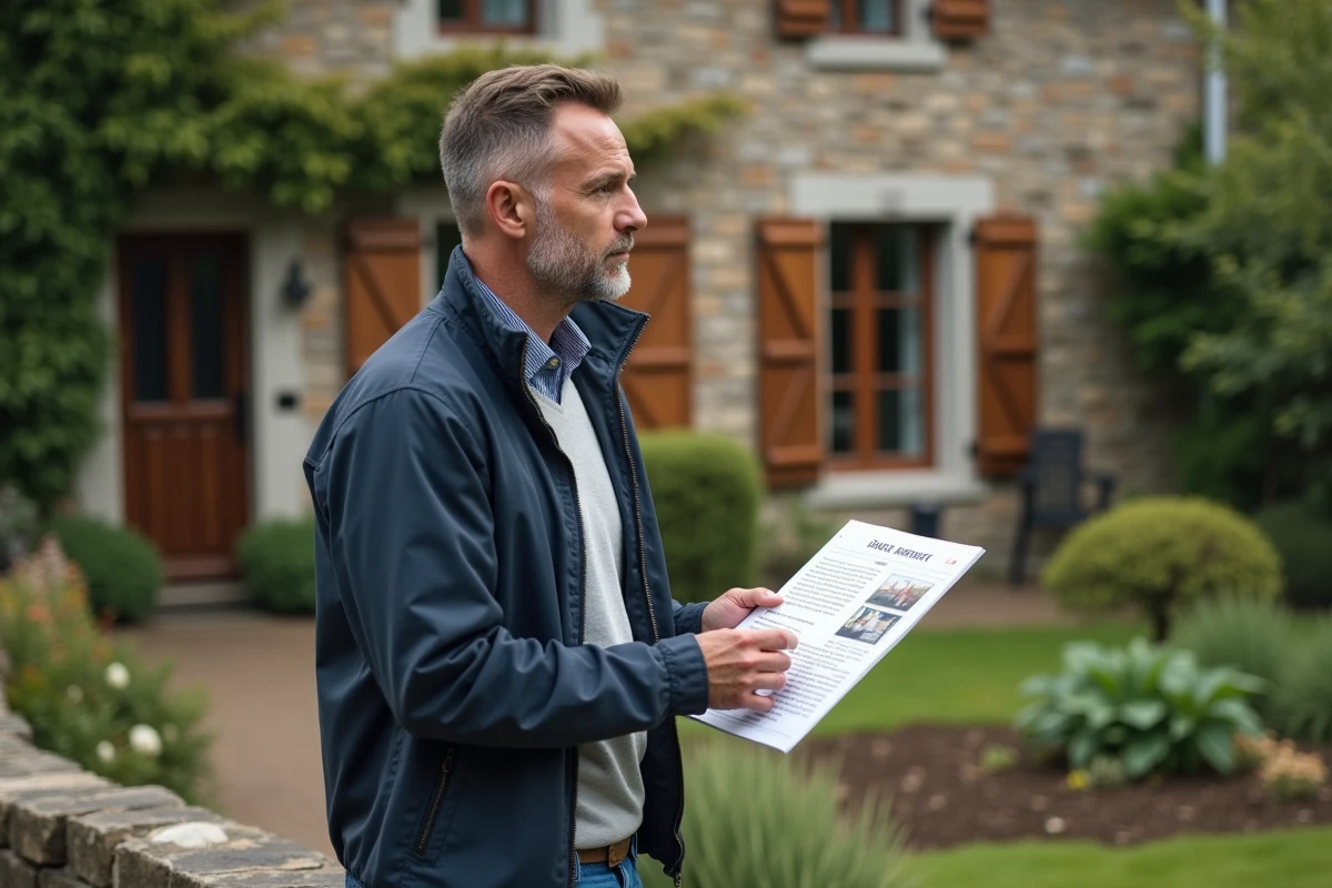 Locataire potentiel évaluant une maison avec jardin avant de négocier le loyer dans le Puy-de-Dôme