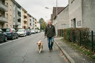Rue résidentielle calme dans un quartier de Champs-sur-Marne avec immeubles et trottoir
