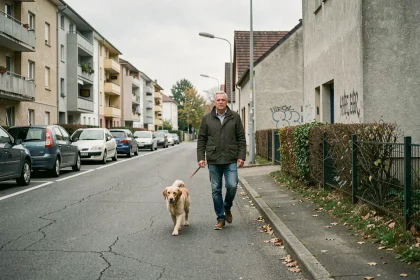 Rue résidentielle calme dans un quartier de Champs-sur-Marne avec immeubles et trottoir