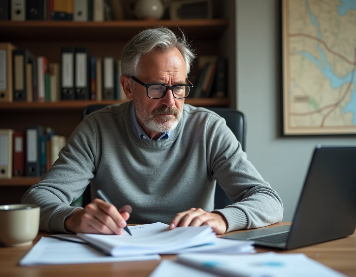 Homme vérifiant attentivement des contrats immobiliers pour éviter les erreurs juridiques et financières
